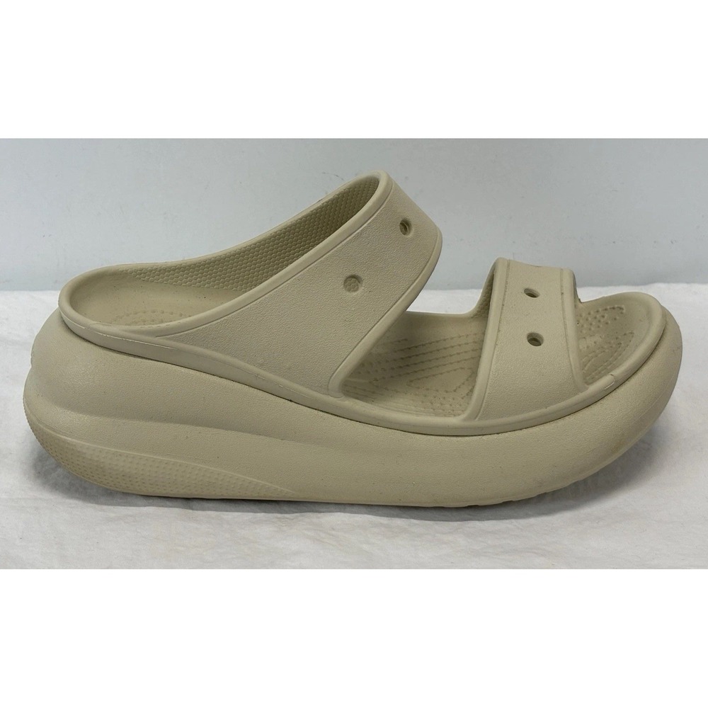 Crocs Classic Crush Women Shoes Beige 7 M 9 W Platform Comfort Slides Sandals